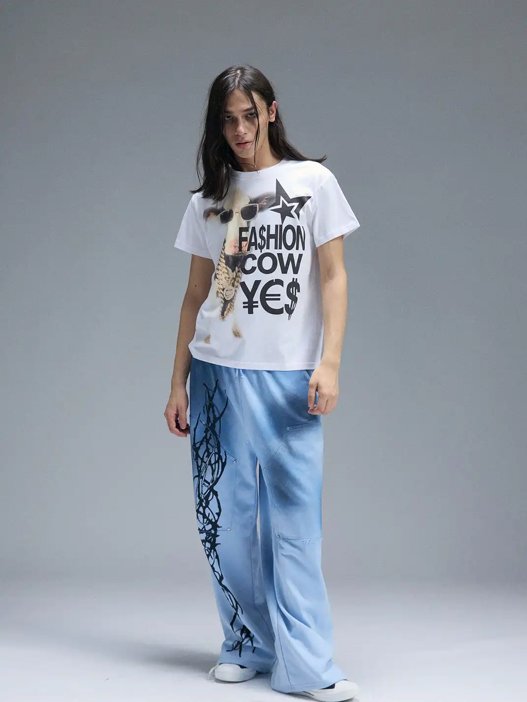 PAIKI | Superstar Cow Print Crew Neck T-Shirt