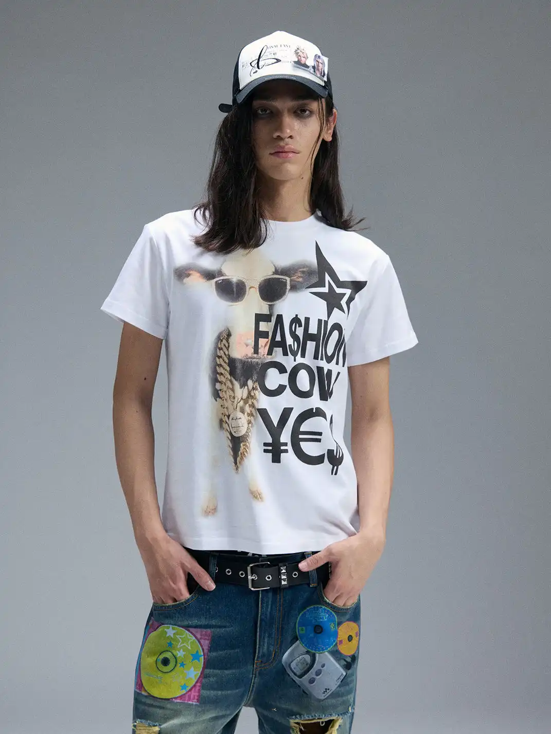 PAIKI | Superstar Cow Print Crew Neck T-Shirt