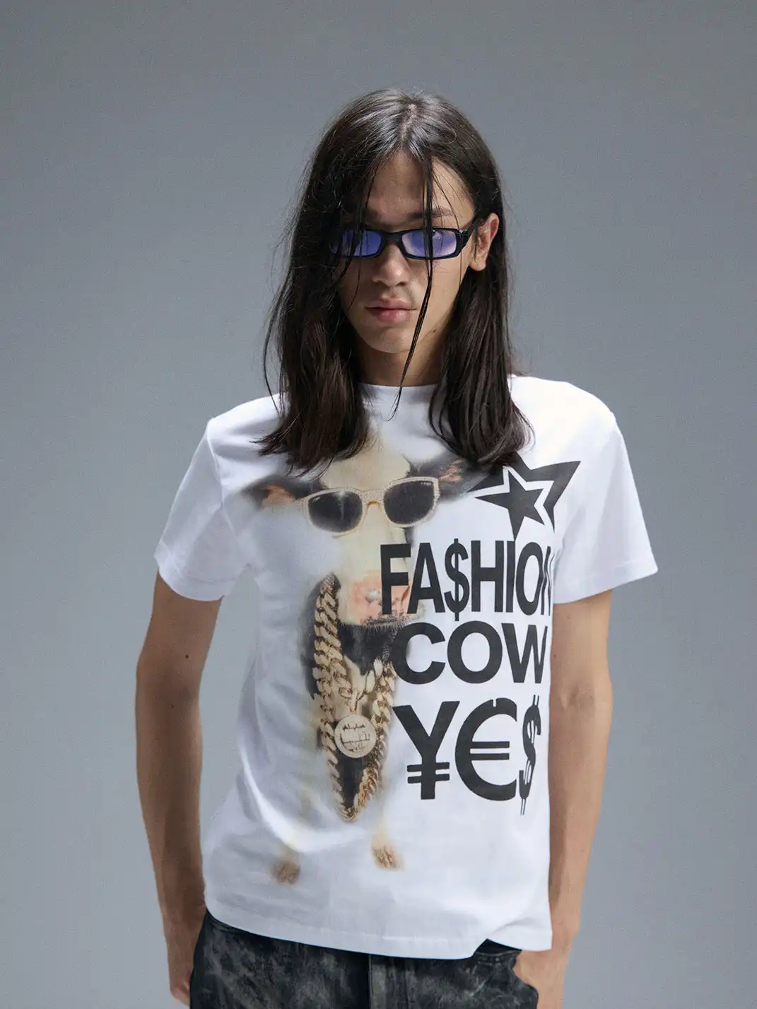 PAIKI | Superstar Cow Print Crew Neck T-Shirt