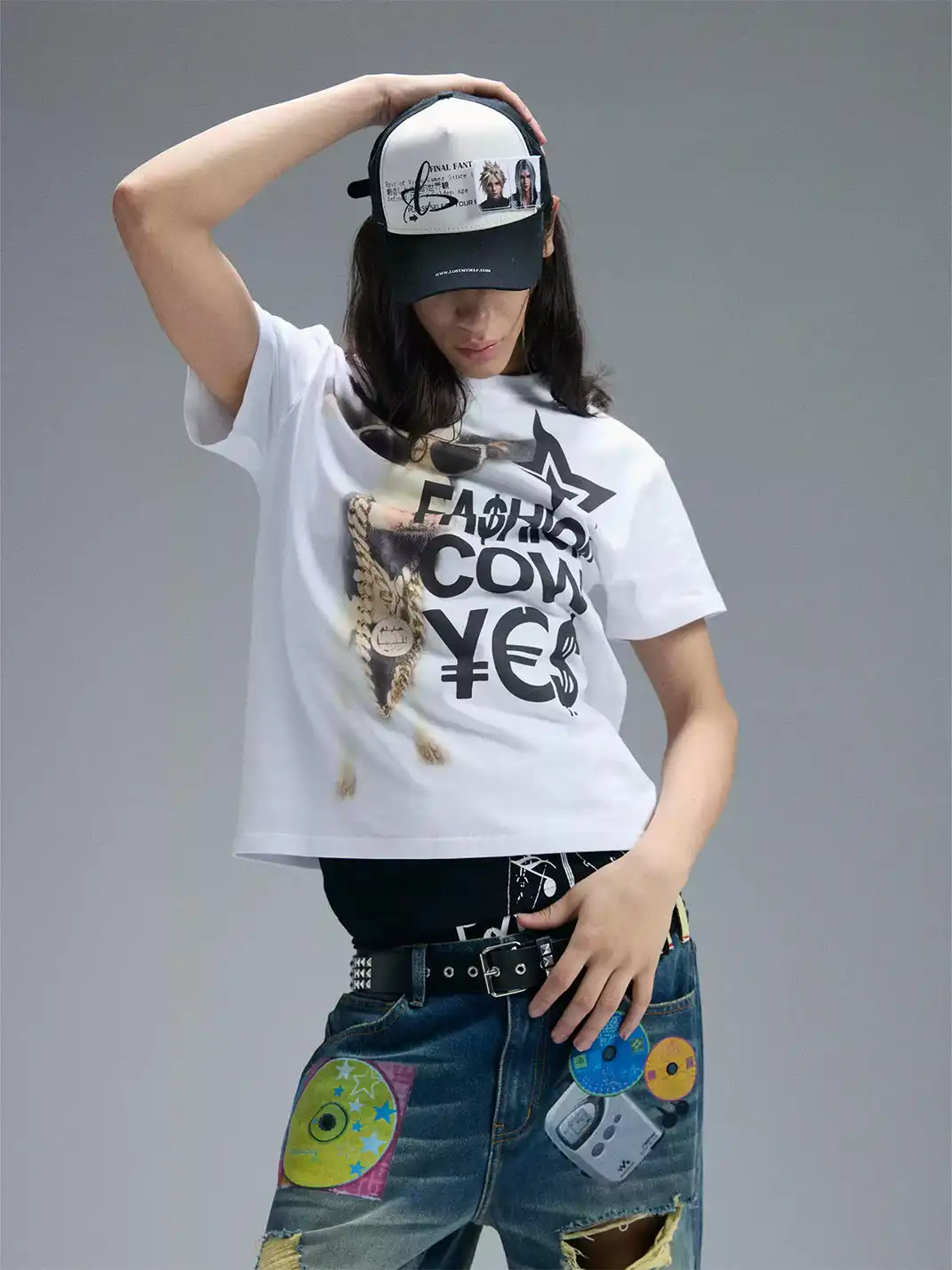 PAIKI | Superstar Cow Print Crew Neck T-Shirt