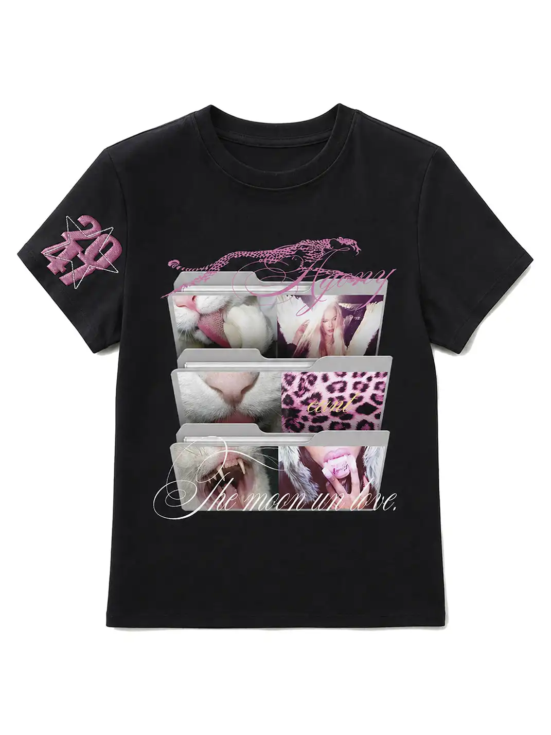 PAIKI | Cat Folder Embroidery Letter T-Shirt