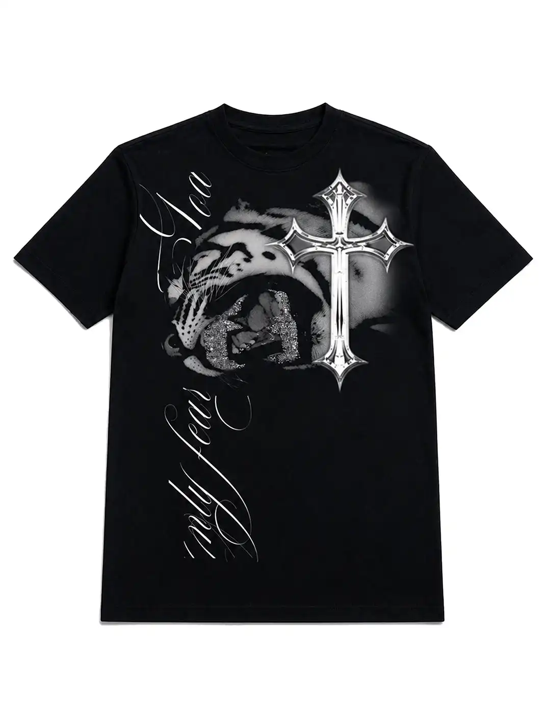 PAIKI | Cross Tiger Mouth Glitter T-Shirt