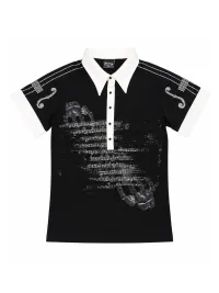 PAIKI | Violin Rhinestone Hotfix Note Polo Shirt