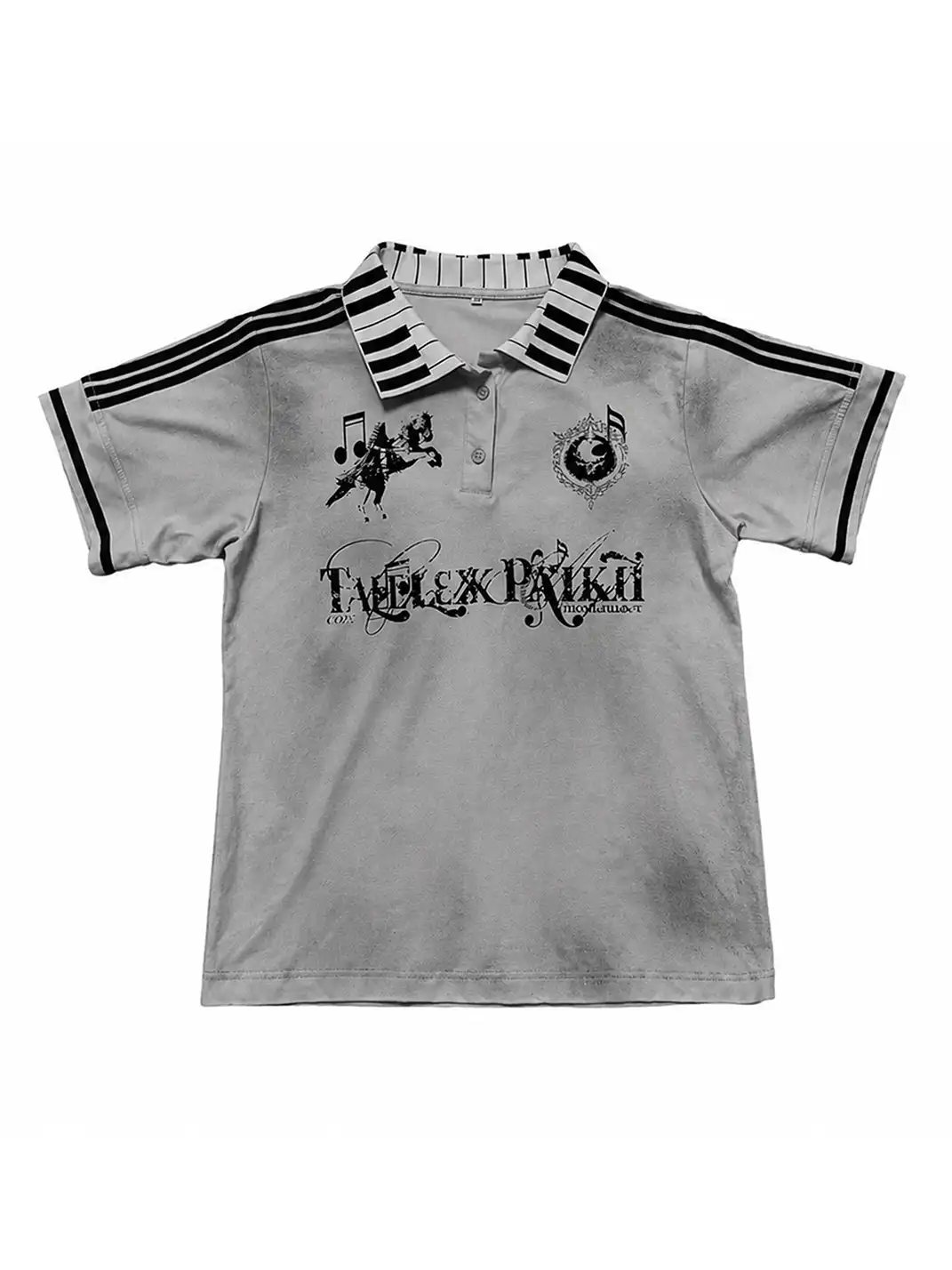 PAIKI | Piano Collar Dirty Dye Polo Shirt
