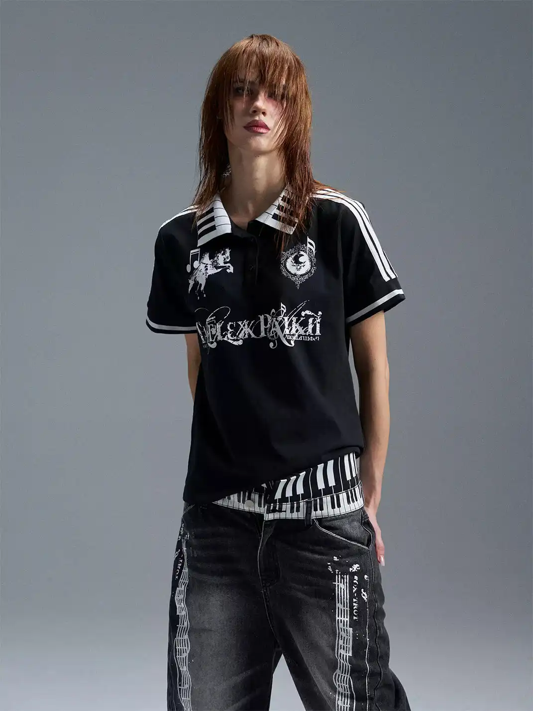 PAIKI | Piano Collar Dirty Dye Polo Shirt