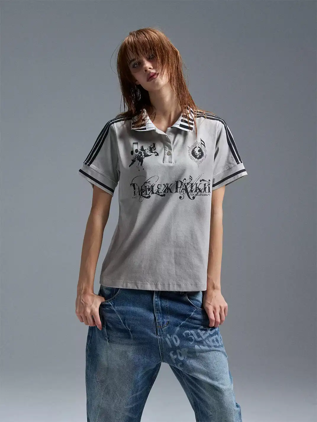 PAIKI | Piano Collar Dirty Dye Polo Shirt