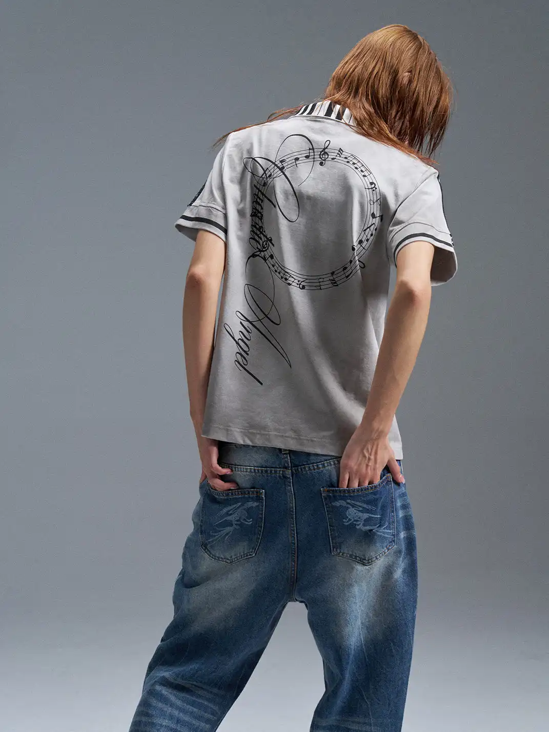 PAIKI | Piano Collar Dirty Dye Polo Shirt