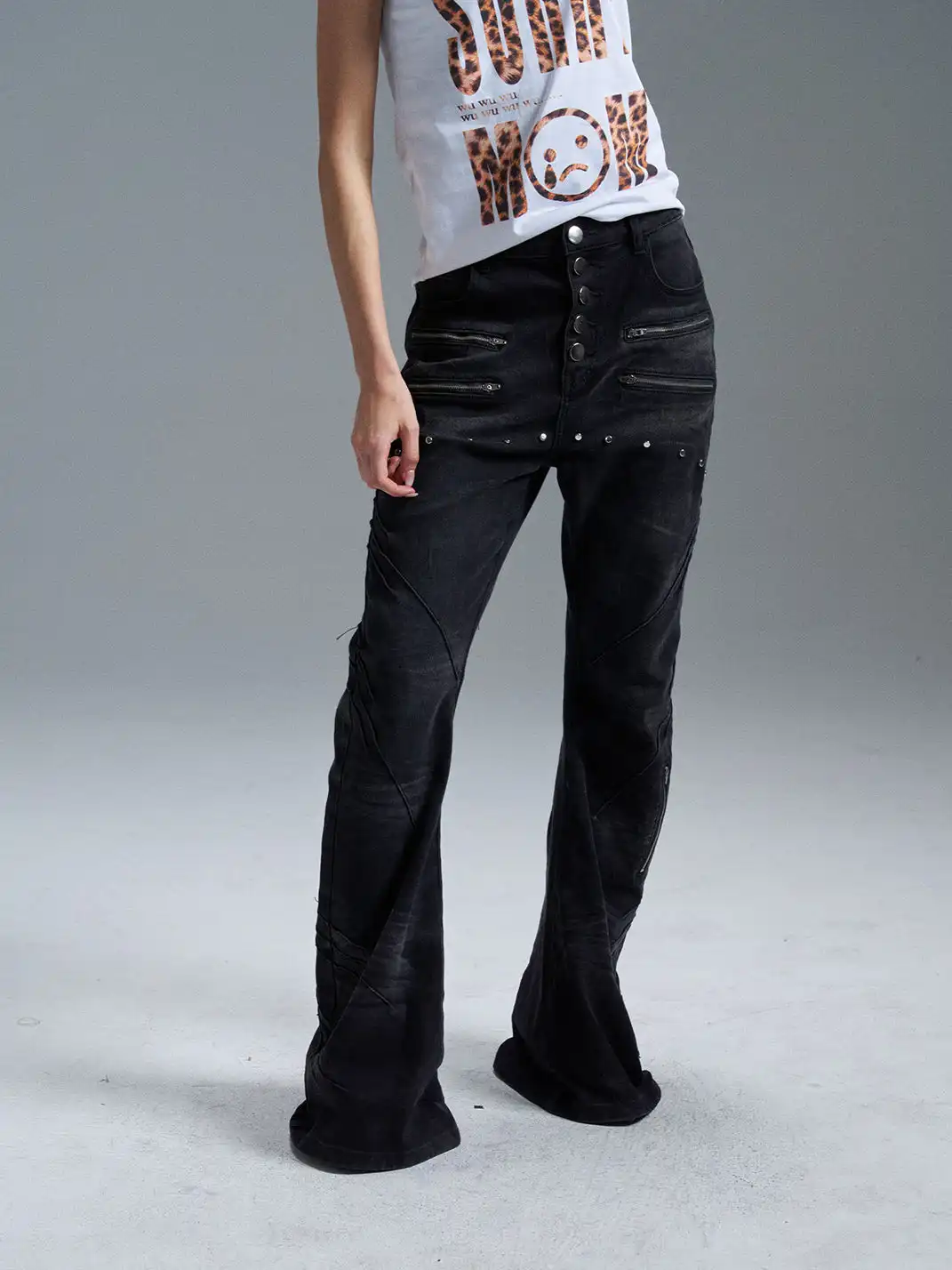 PAIKI | Samehada Washed Curved Blade Jeans