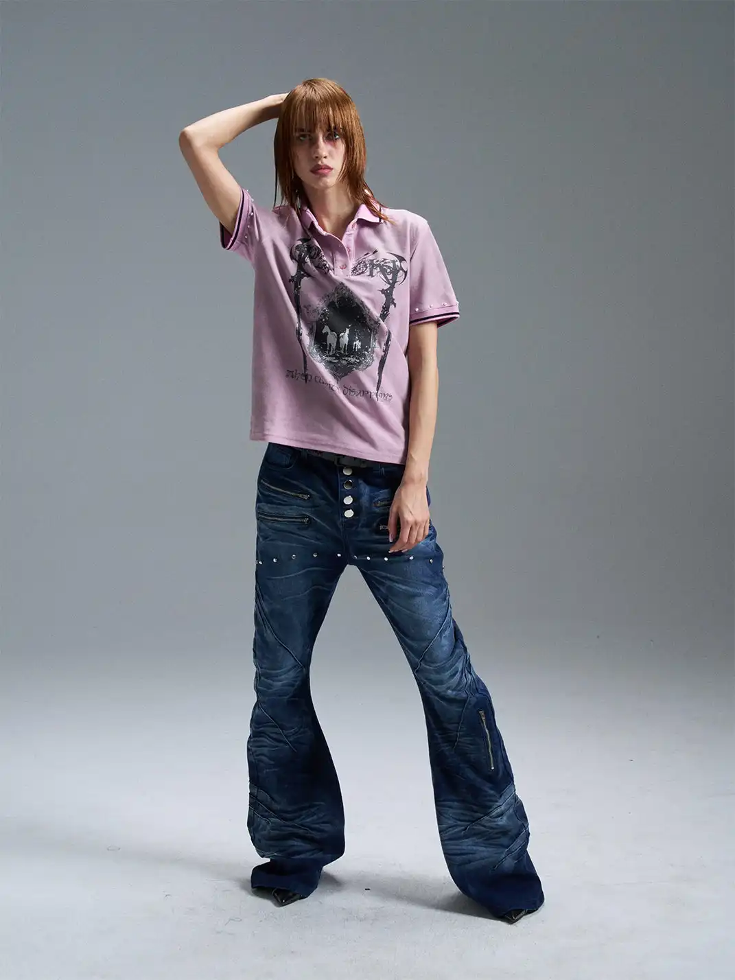 PAIKI | Samehada Washed Curved Blade Jeans