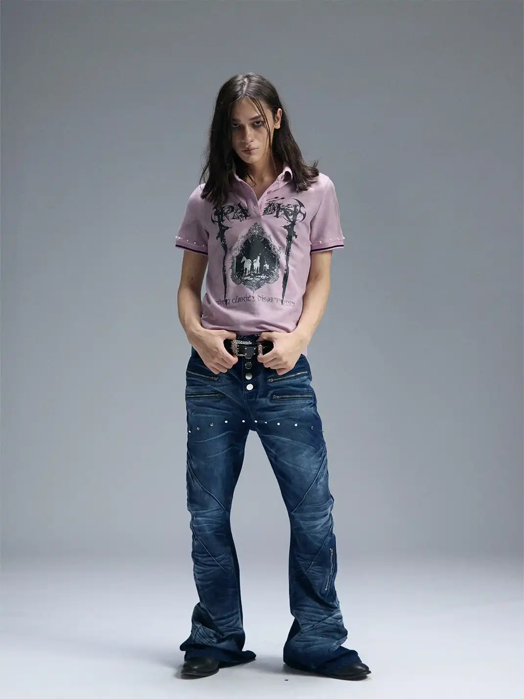 PAIKI | Samehada Washed Curved Blade Jeans