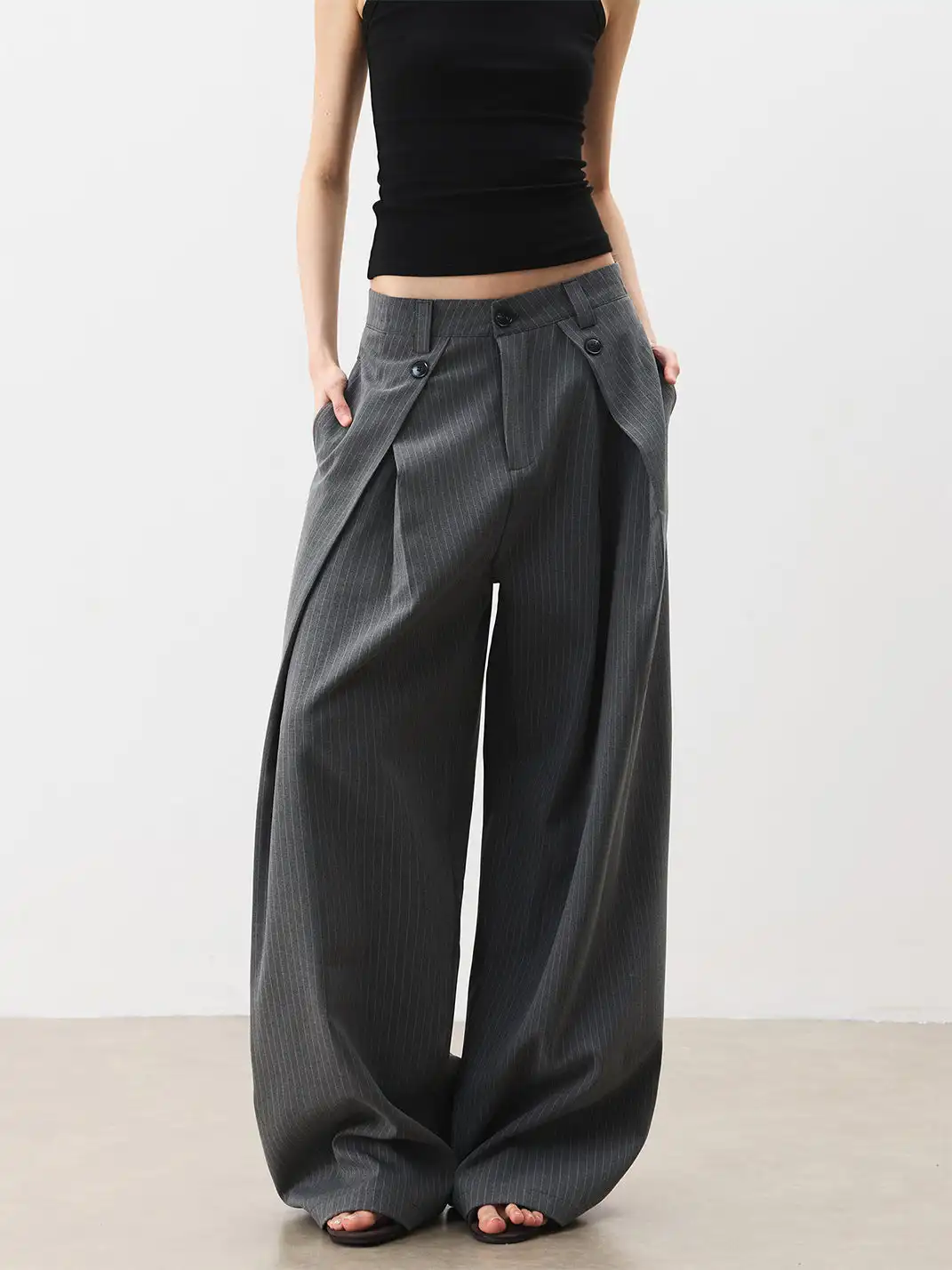 FLY OFF | Casual Stripe Straight Leg Trousers