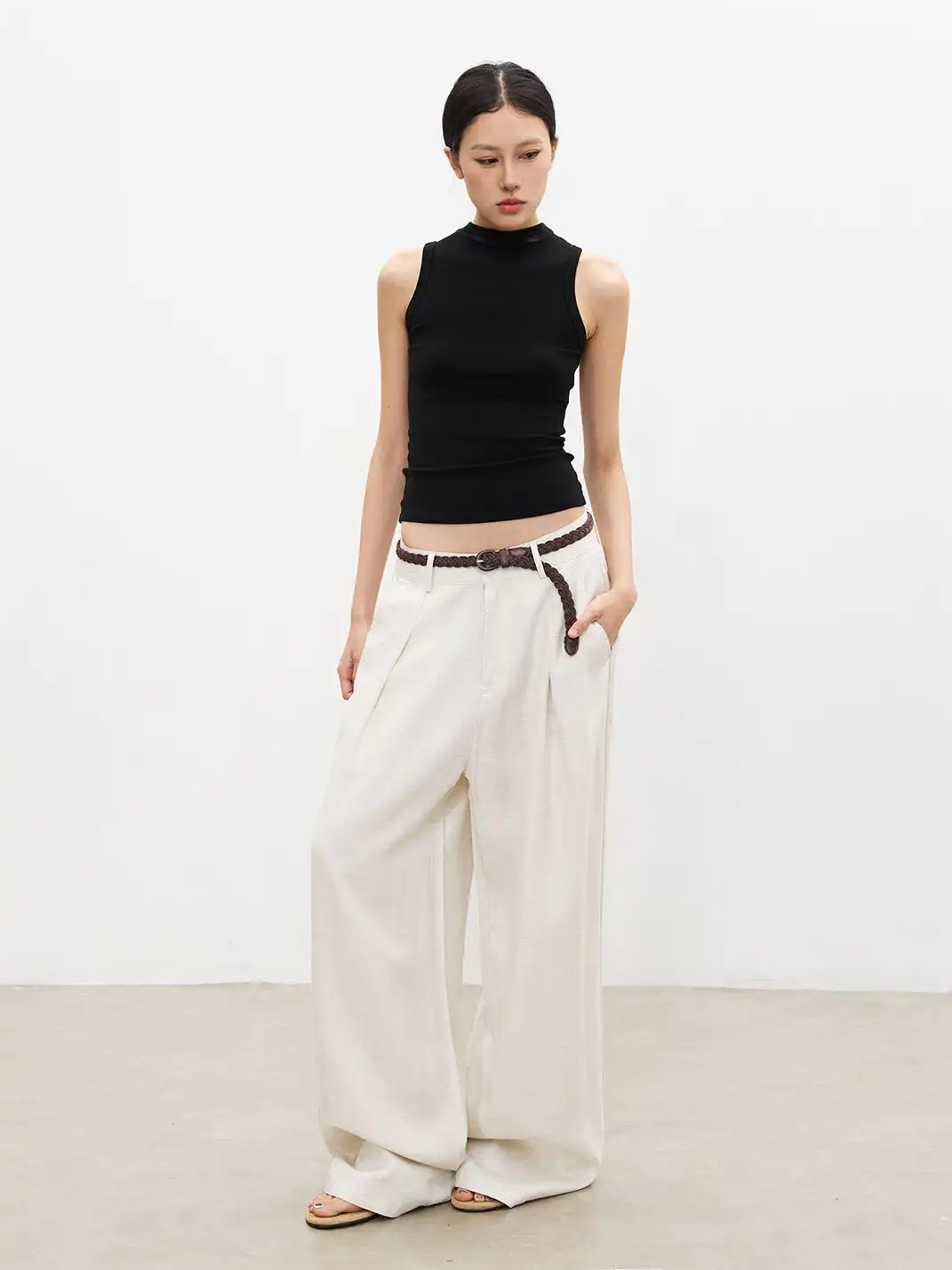FLY OFF | Cool Feeling Tencel Straight Leg Casual Pants