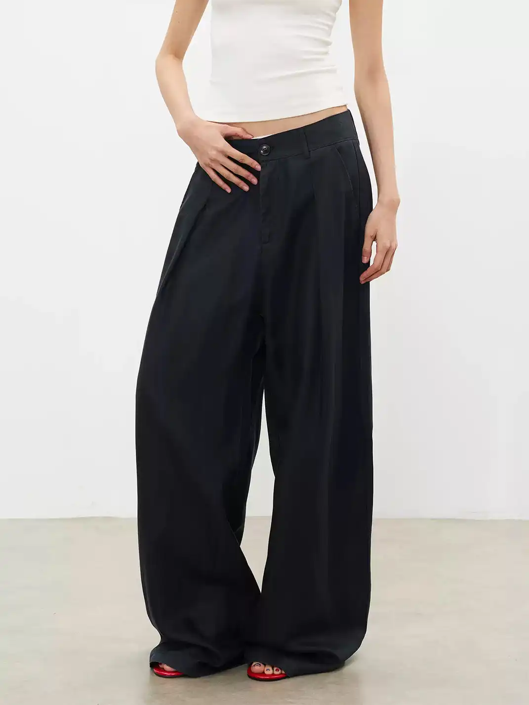 FLY OFF | Cool Feeling Tencel Straight Leg Casual Pants