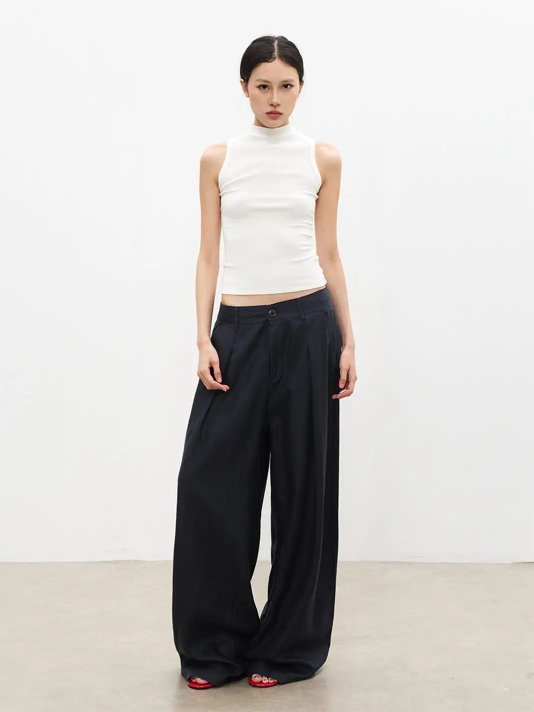 FLY OFF | Cool Feeling Tencel Straight Leg Casual Pants