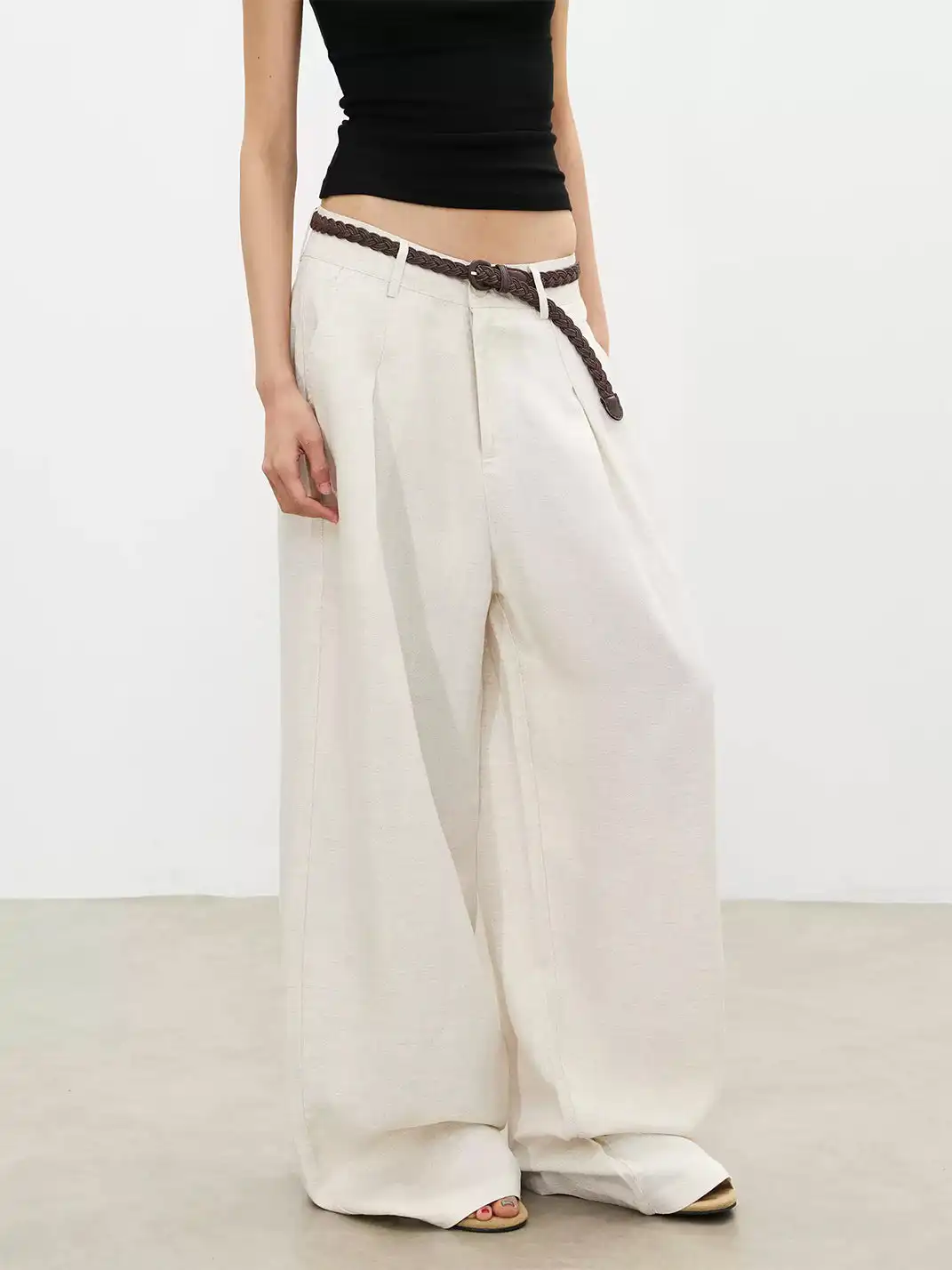 FLY OFF | Cool Feeling Tencel Straight Leg Casual Pants