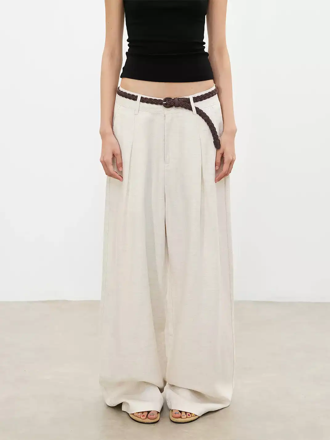 FLY OFF | Cool Feeling Tencel Straight Leg Casual Pants