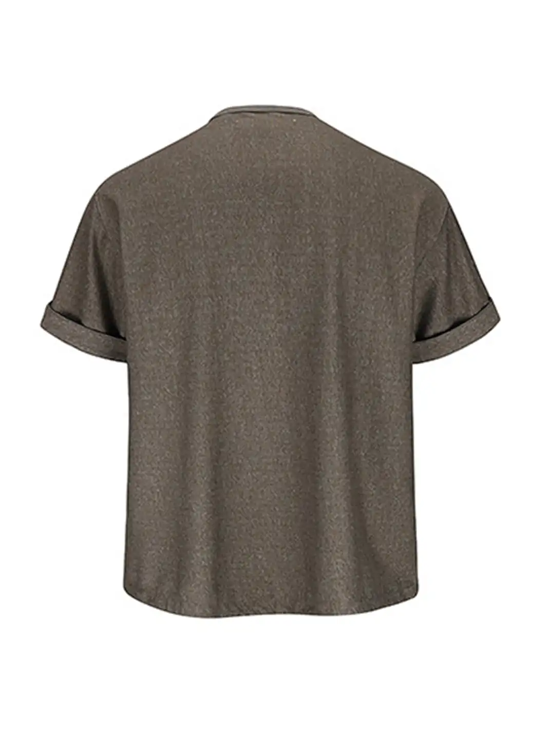 FLY OFF | Henley Collar Stripe Short Sleeve T-Shirt