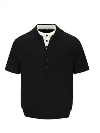 FLY OFF | Fake Two Piece Collared Linen T-Shirt