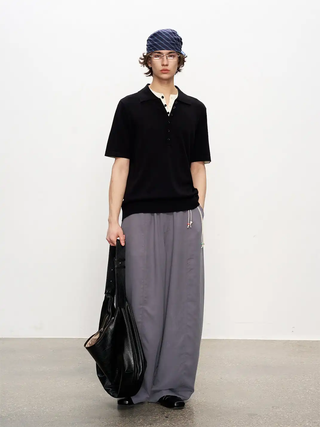 FLY OFF | Fake Two Piece Collared Linen T-Shirt