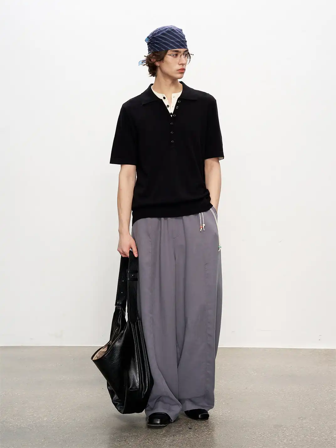 FLY OFF | Fake Two Piece Collared Linen T-Shirt