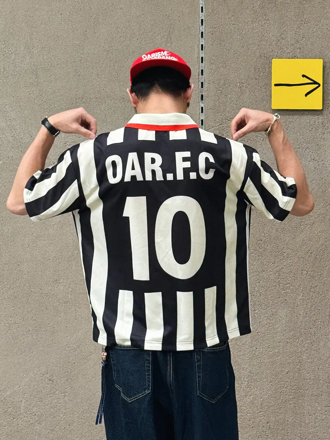 oarism | Stripe Collar Marlboro Print T-Shirt