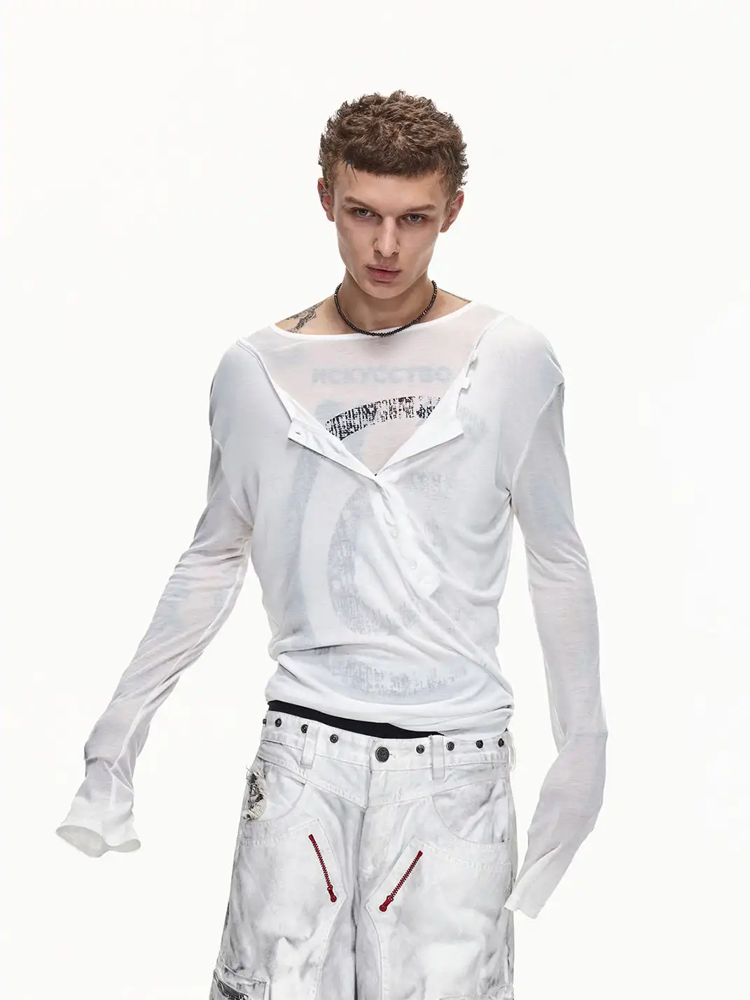EMOBROTHER | Fake Two-Piece Layered Cover-Up T-Shirt