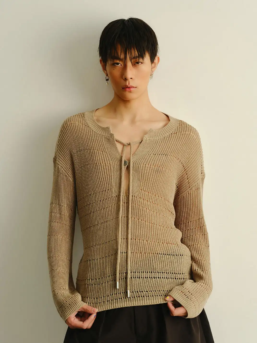 KADAKADA | Hollow Out Tie Oversized Knit Sweater