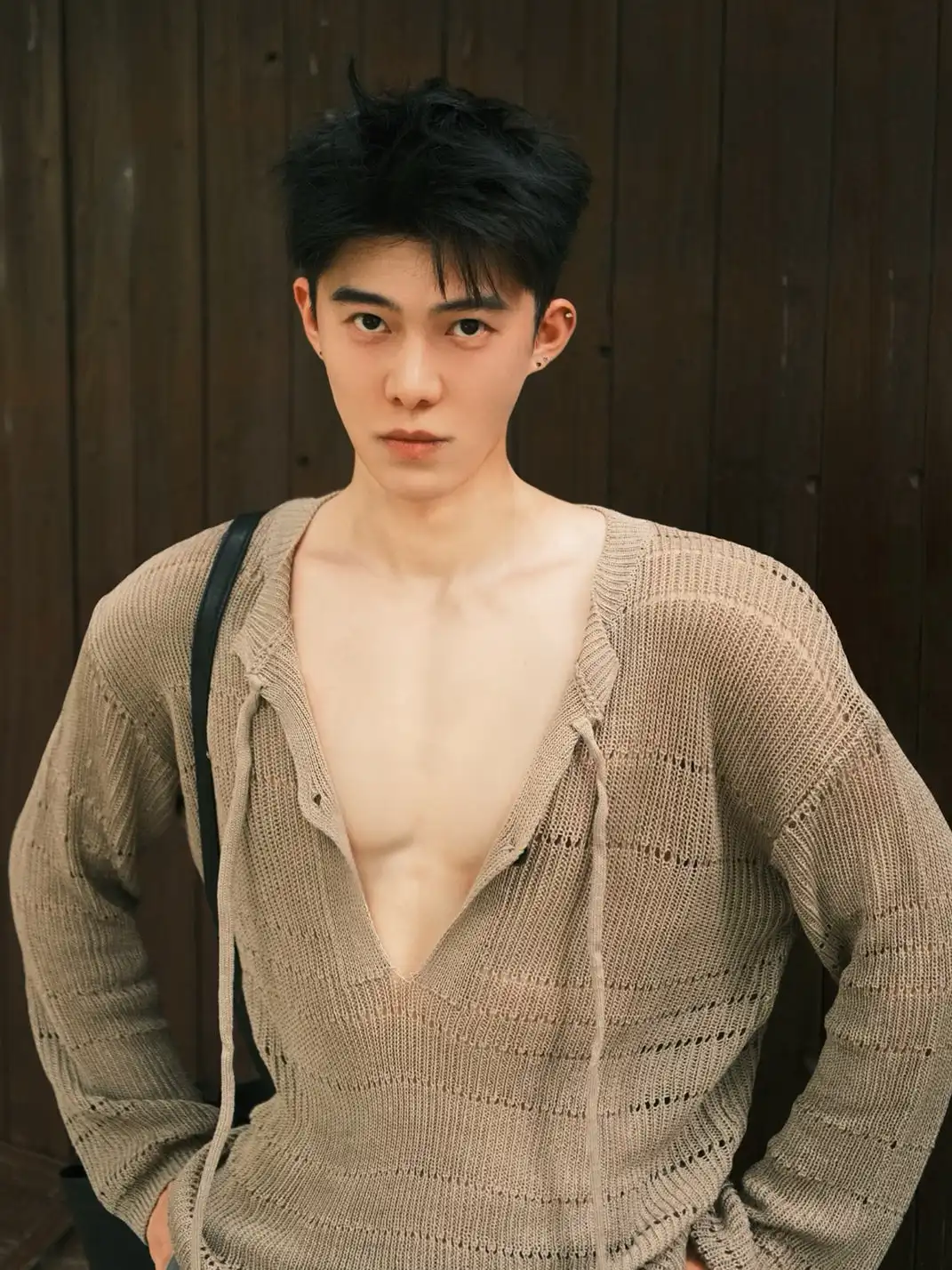 KADAKADA | Hollow Out Tie Oversized Knit Sweater