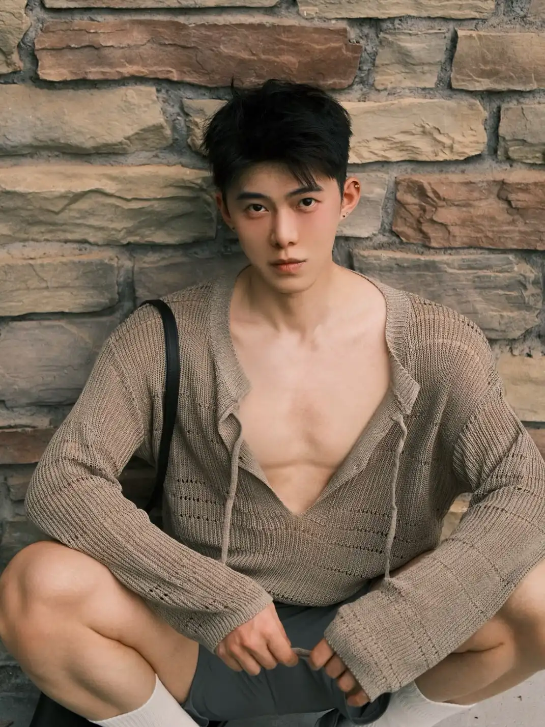 KADAKADA | Hollow Out Tie Oversized Knit Sweater