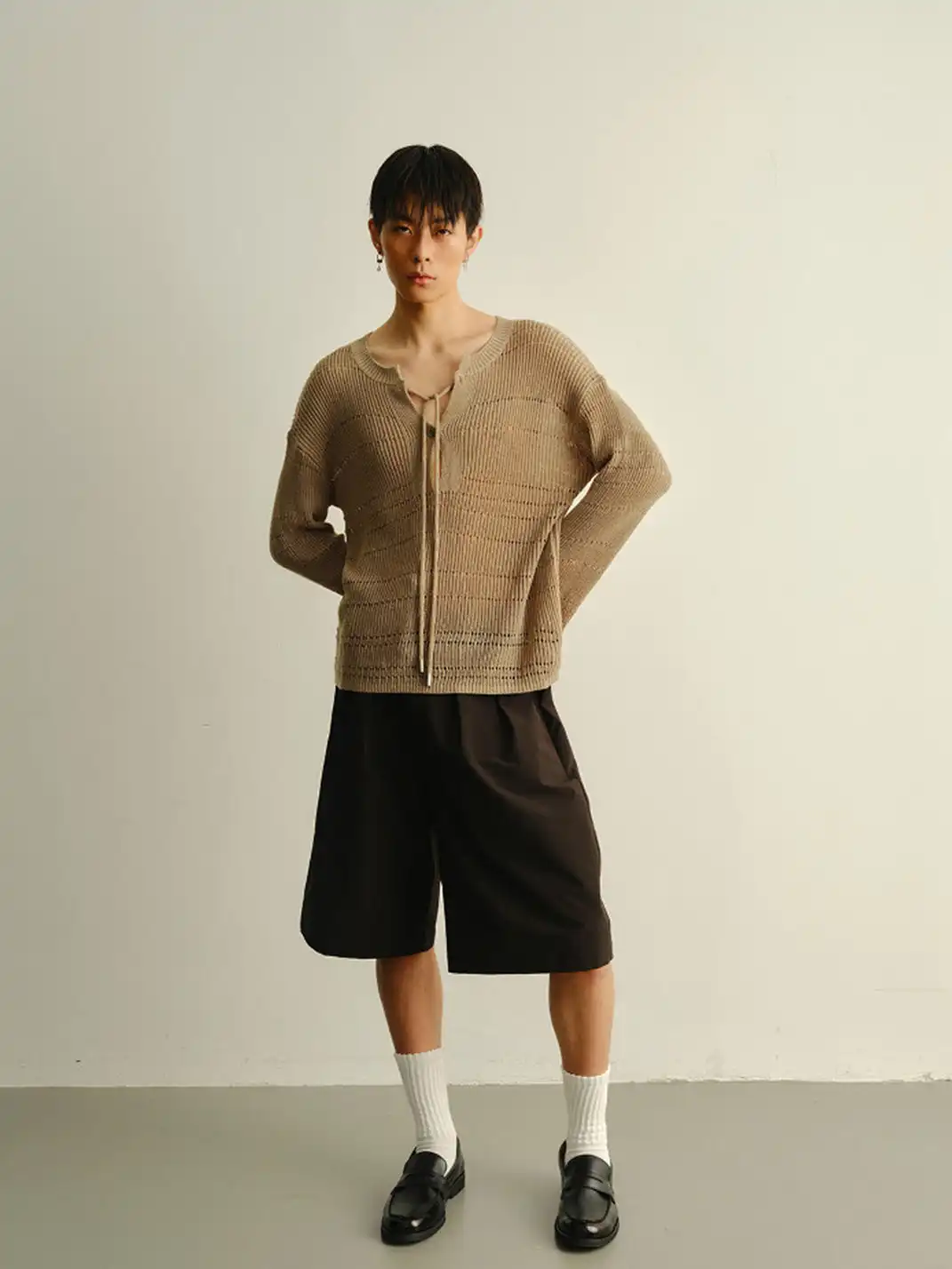 KADAKADA | Hollow Out Tie Oversized Knit Sweater