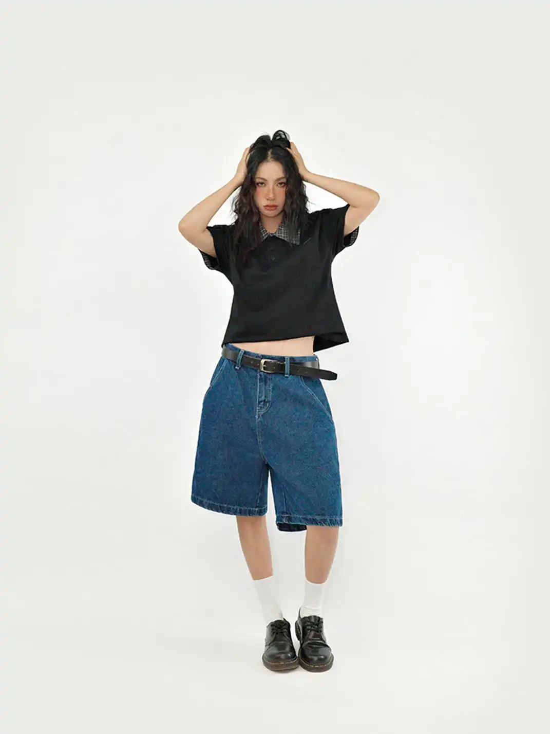 GULUWO | Vintage Dark Boxy Denim Shorts