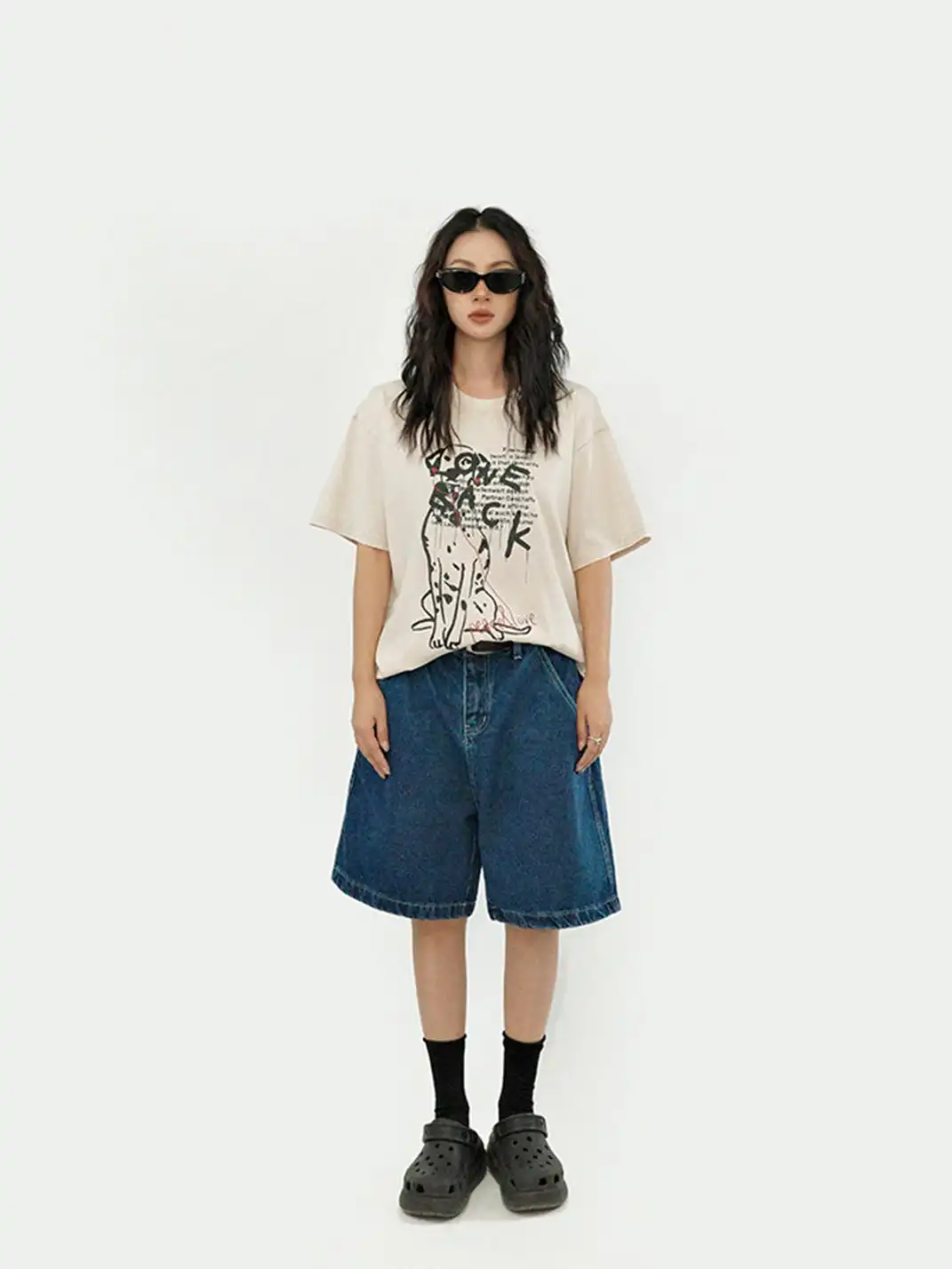 GULUWO | Vintage Dark Boxy Denim Shorts