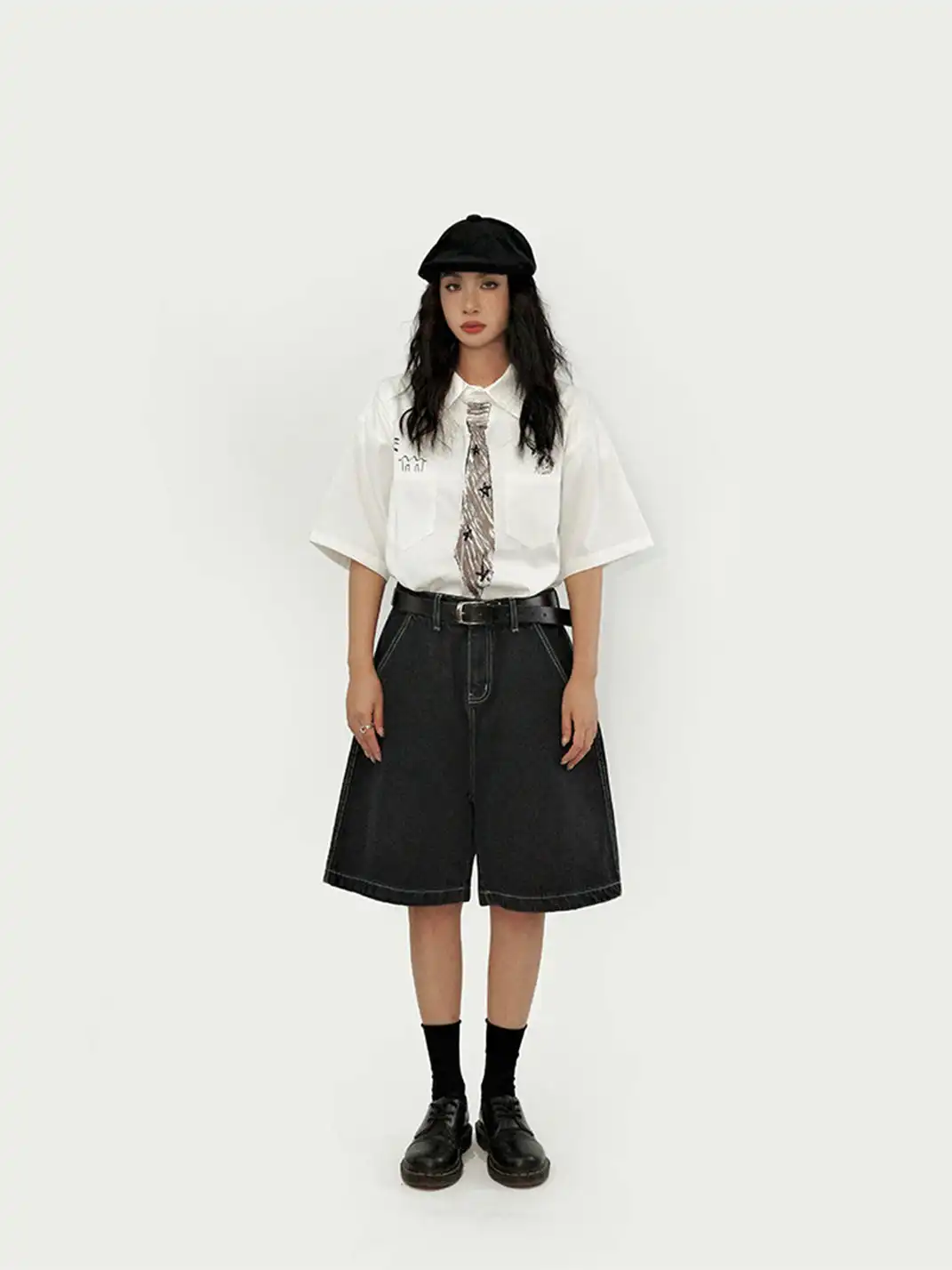 GULUWO | Vintage Dark Boxy Denim Shorts