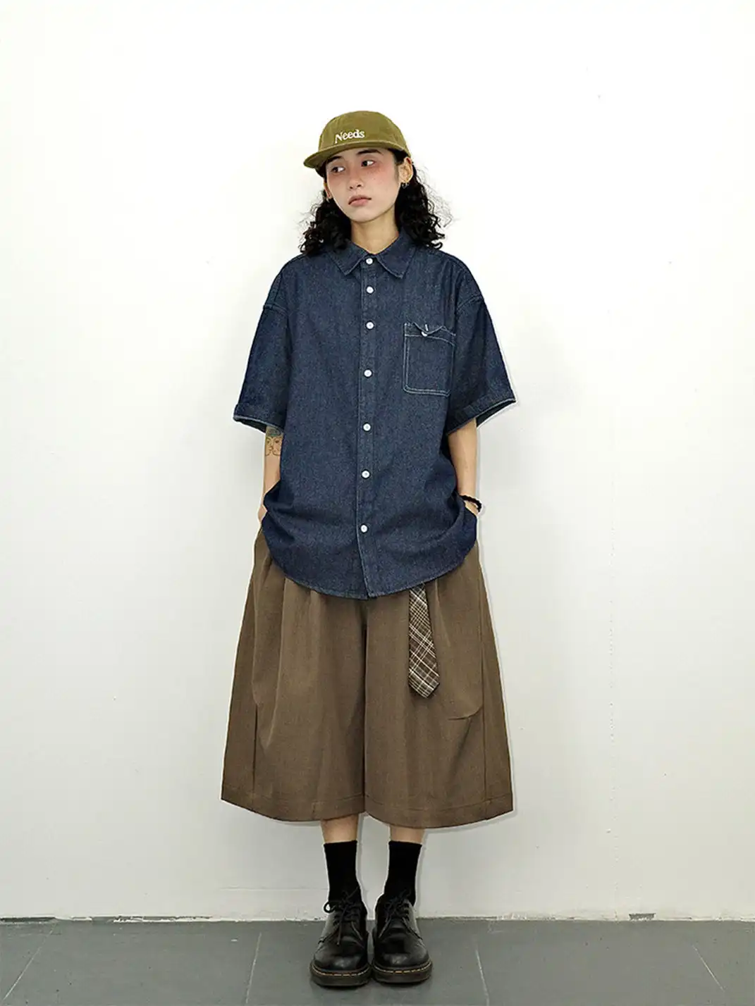GULUWO | Oversized Denim Short Sleeve Shirt