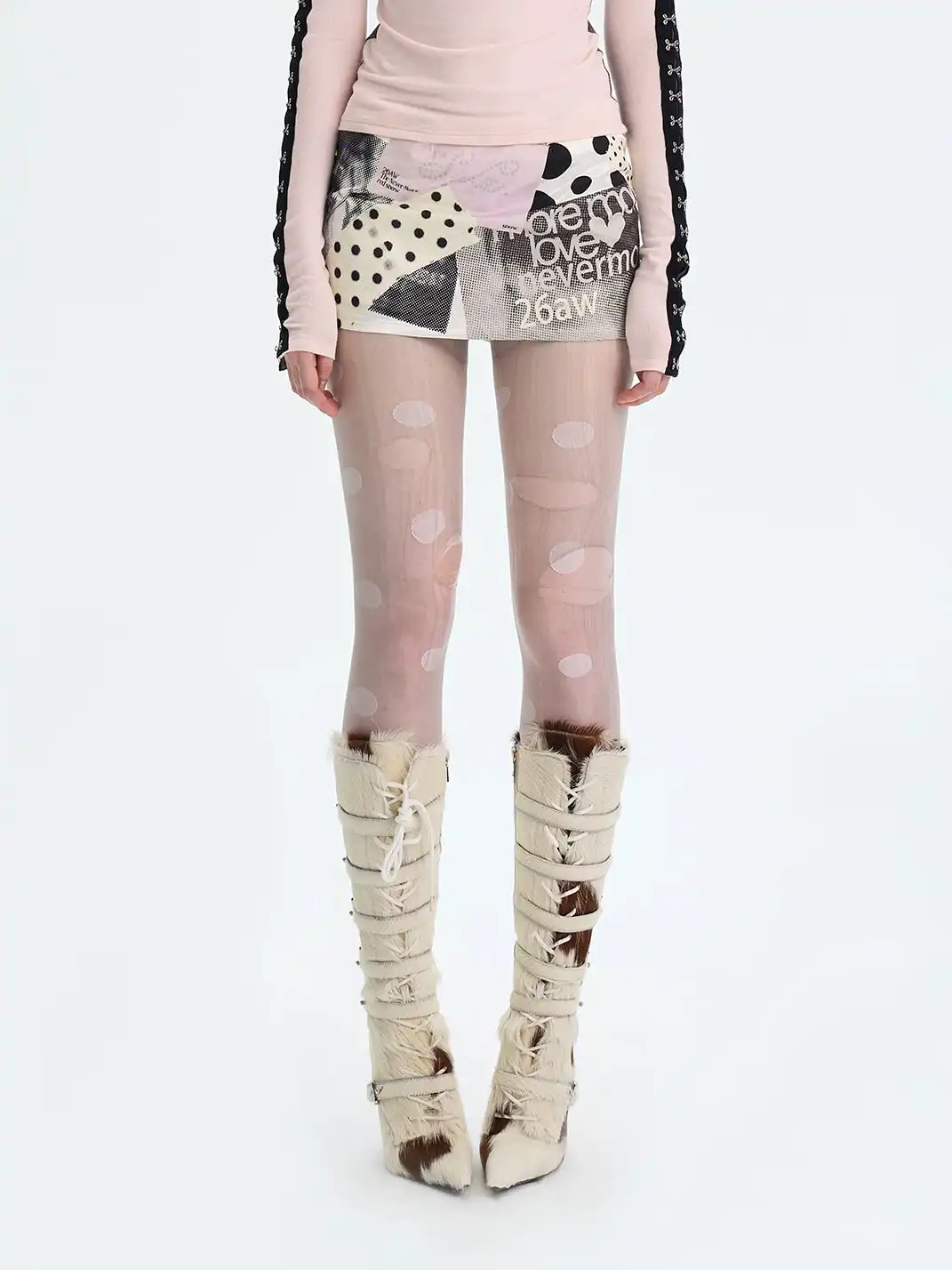 The NeverMore | Letter Printed Satin Bodycon Mini Skirt