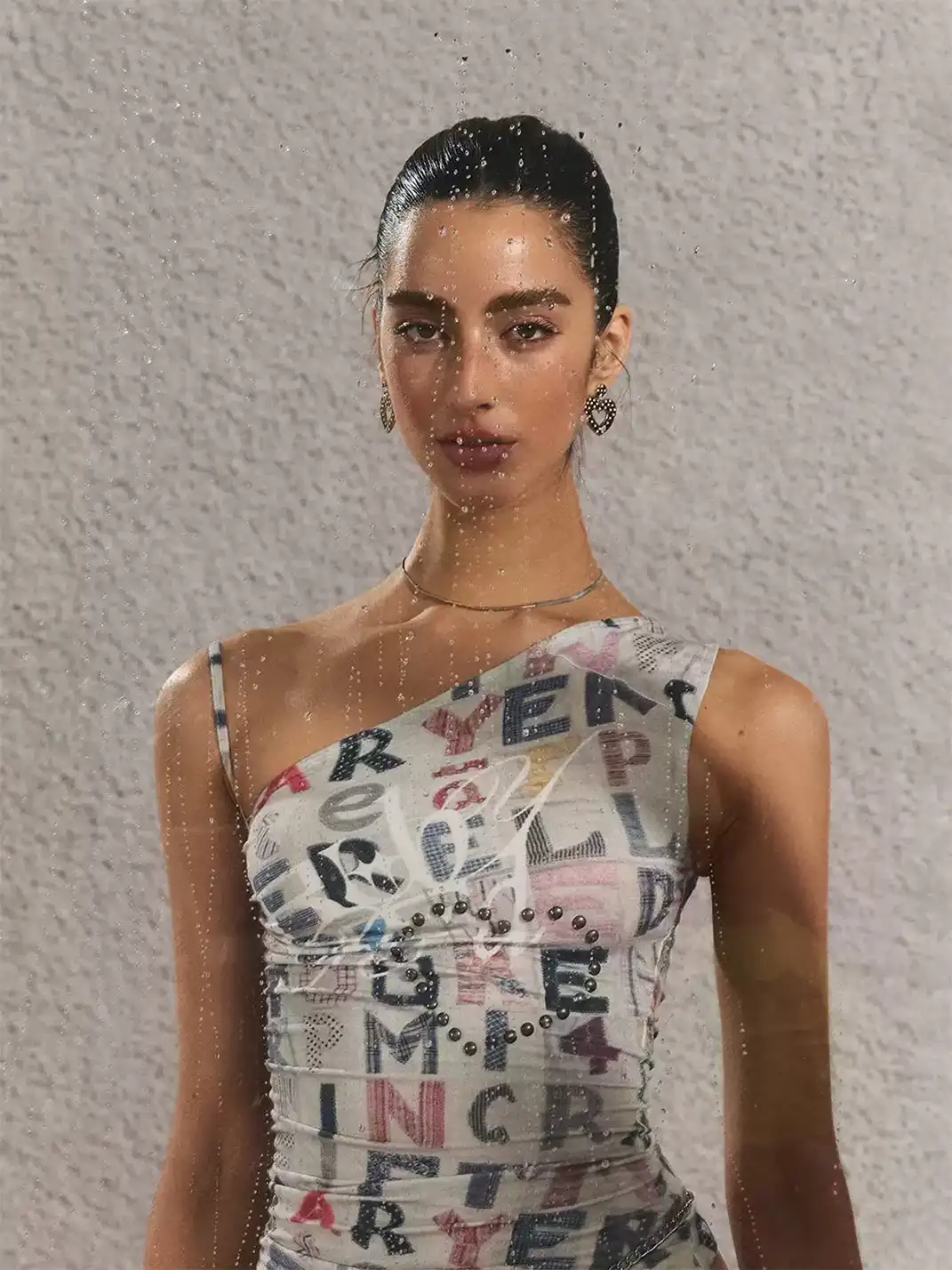 The NeverMore | Poster Print One-Shoulder Cinched Waist Tank Top