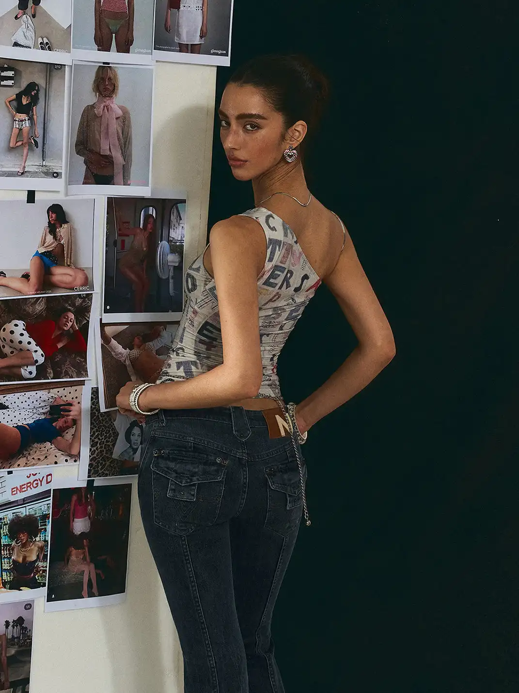 The NeverMore | Poster Print One-Shoulder Cinched Waist Tank Top