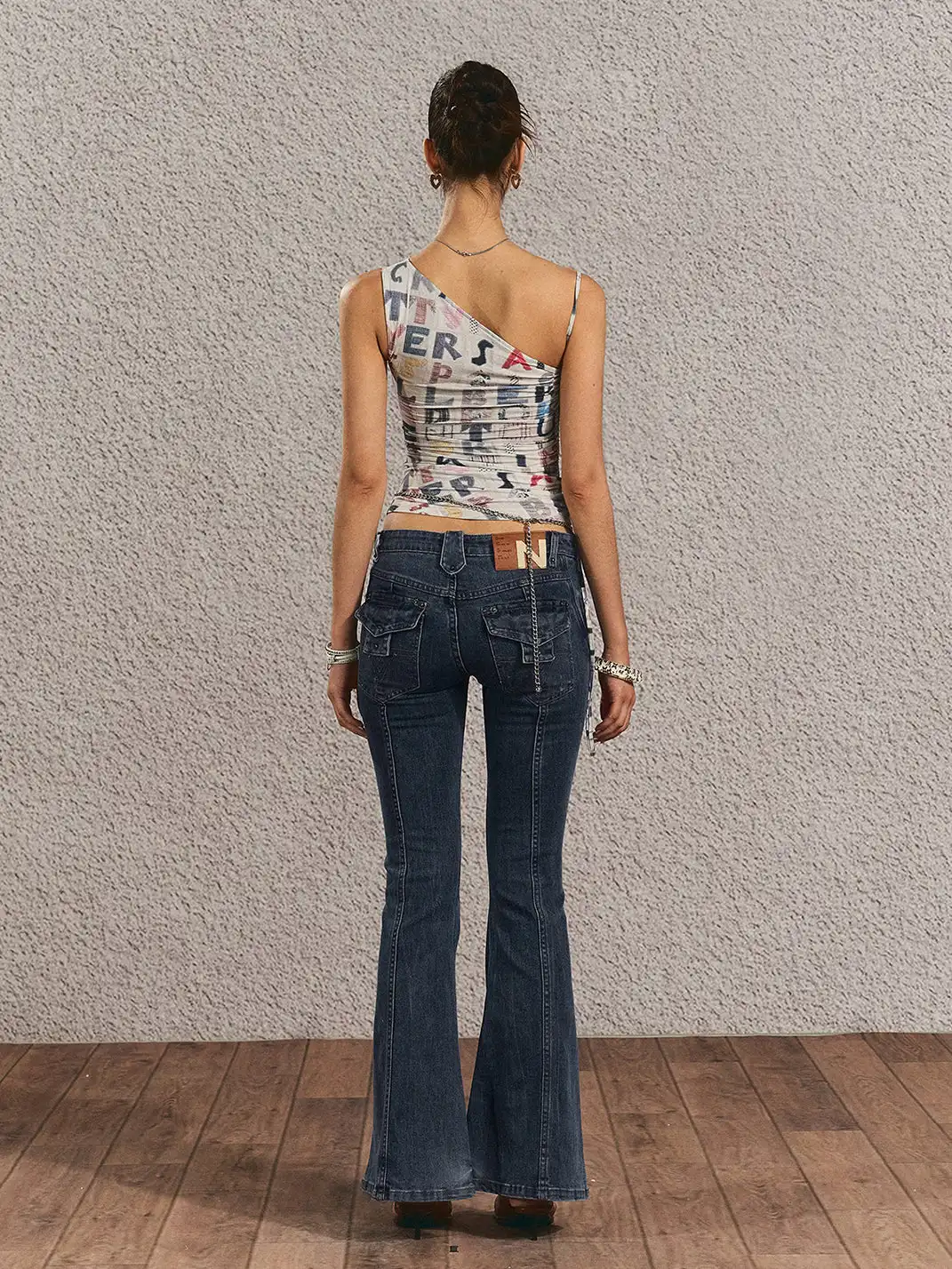 The NeverMore | Poster Print One-Shoulder Cinched Waist Tank Top