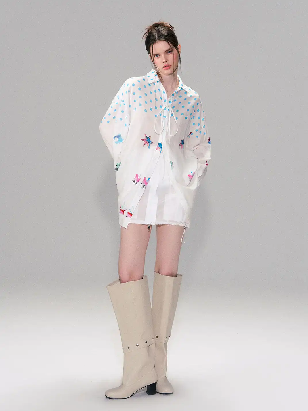The NeverMore | Color Block Printed Loose Fit Shirt