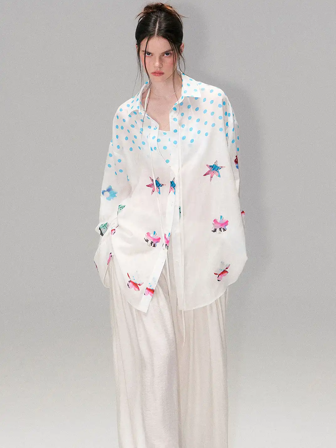 The NeverMore | Color Block Printed Loose Fit Shirt