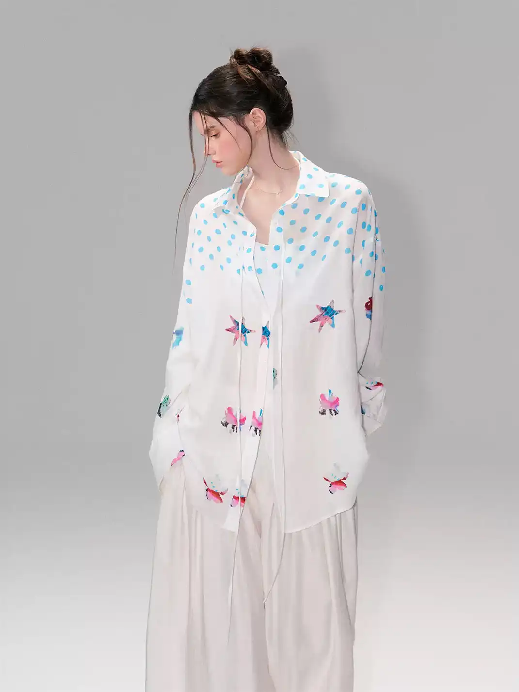 The NeverMore | Color Block Printed Loose Fit Shirt
