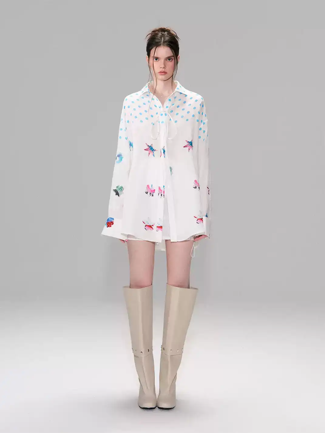 The NeverMore | Color Block Printed Loose Fit Shirt