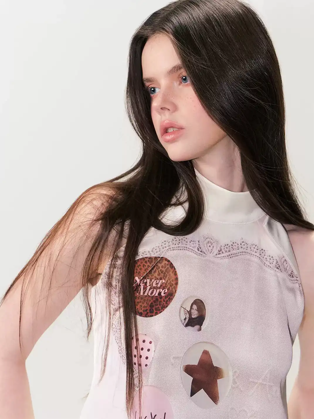 The NeverMore | Vintage Satin Cut-Out Shoulder Halter Tank Top