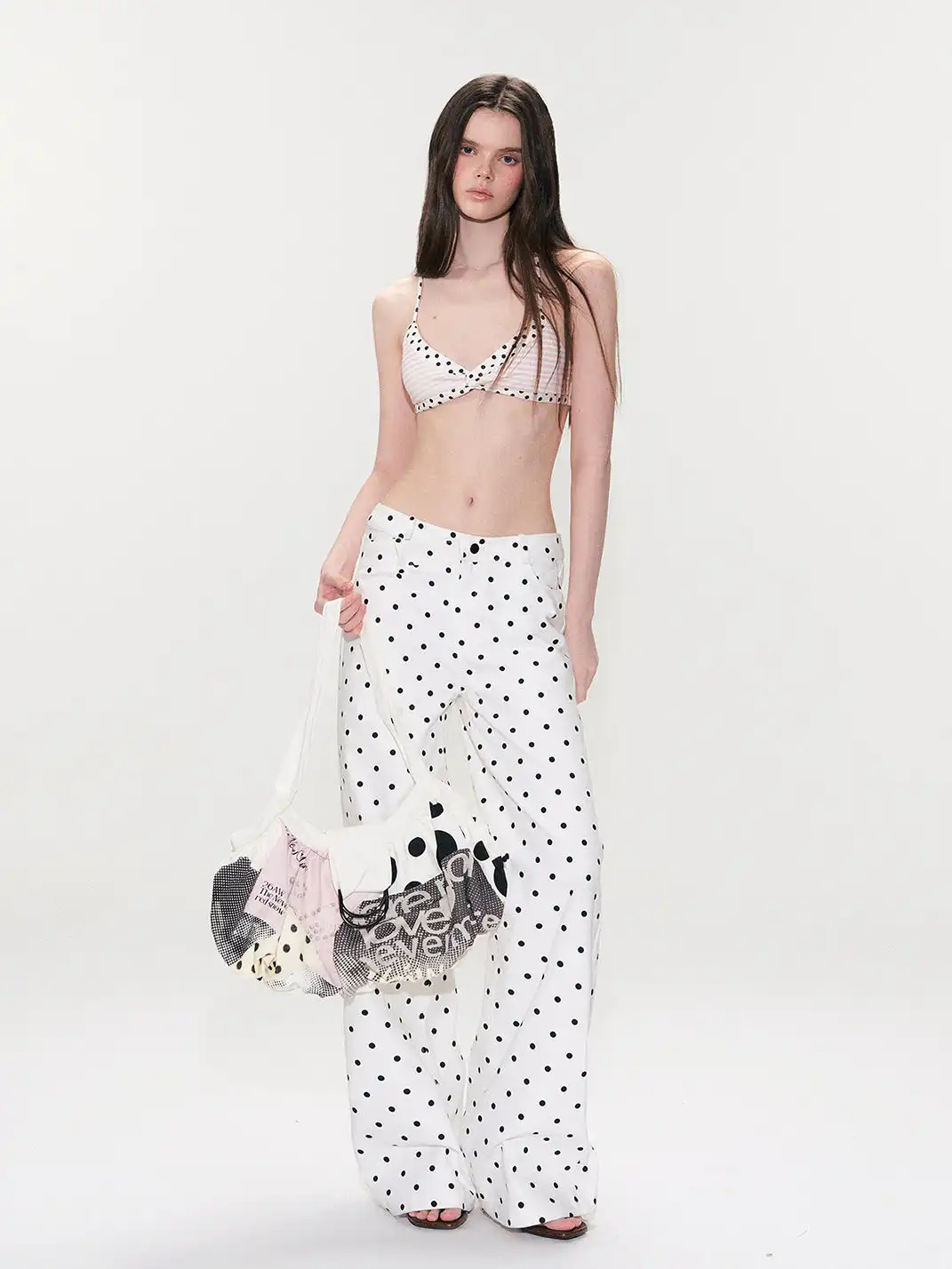 The NeverMore | Contrast Color Polka Dot Triangle Cup Cami