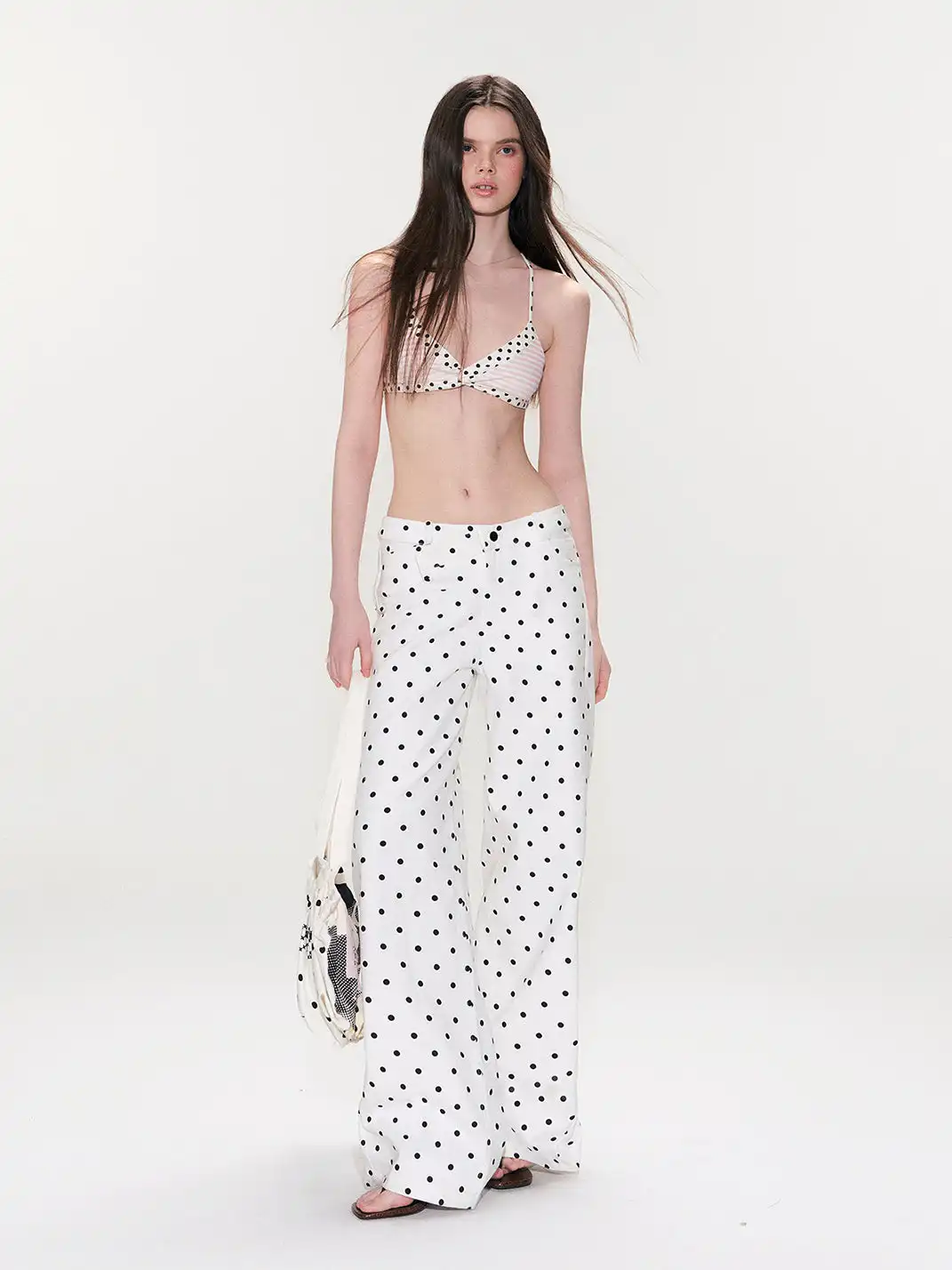 The NeverMore | Contrast Color Polka Dot Triangle Cup Cami