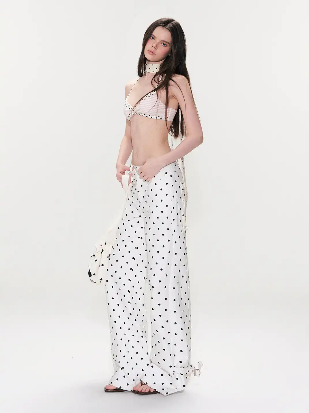 The NeverMore | Contrast Color Polka Dot Triangle Cup Cami