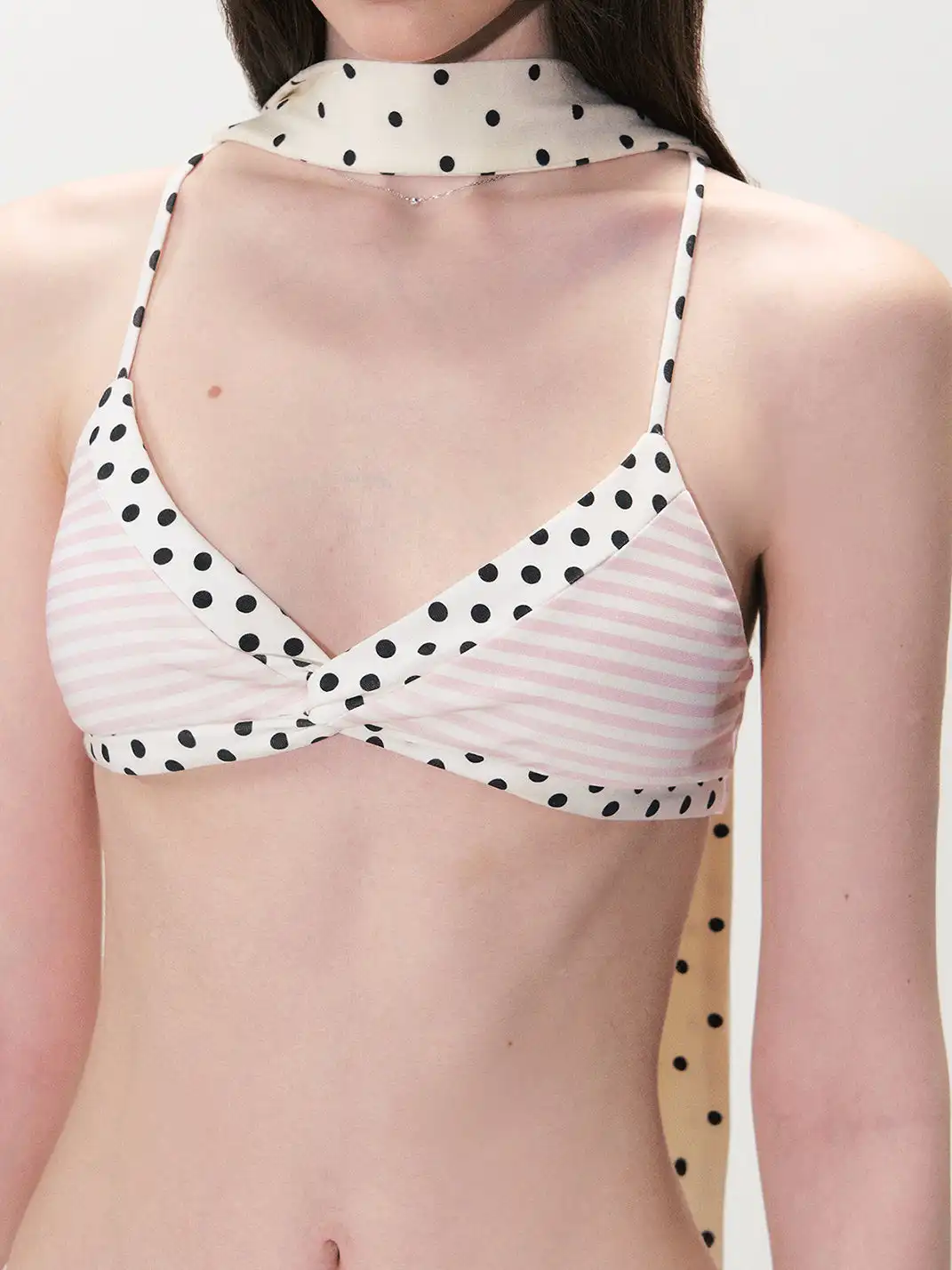 The NeverMore | Contrast Color Polka Dot Triangle Cup Cami