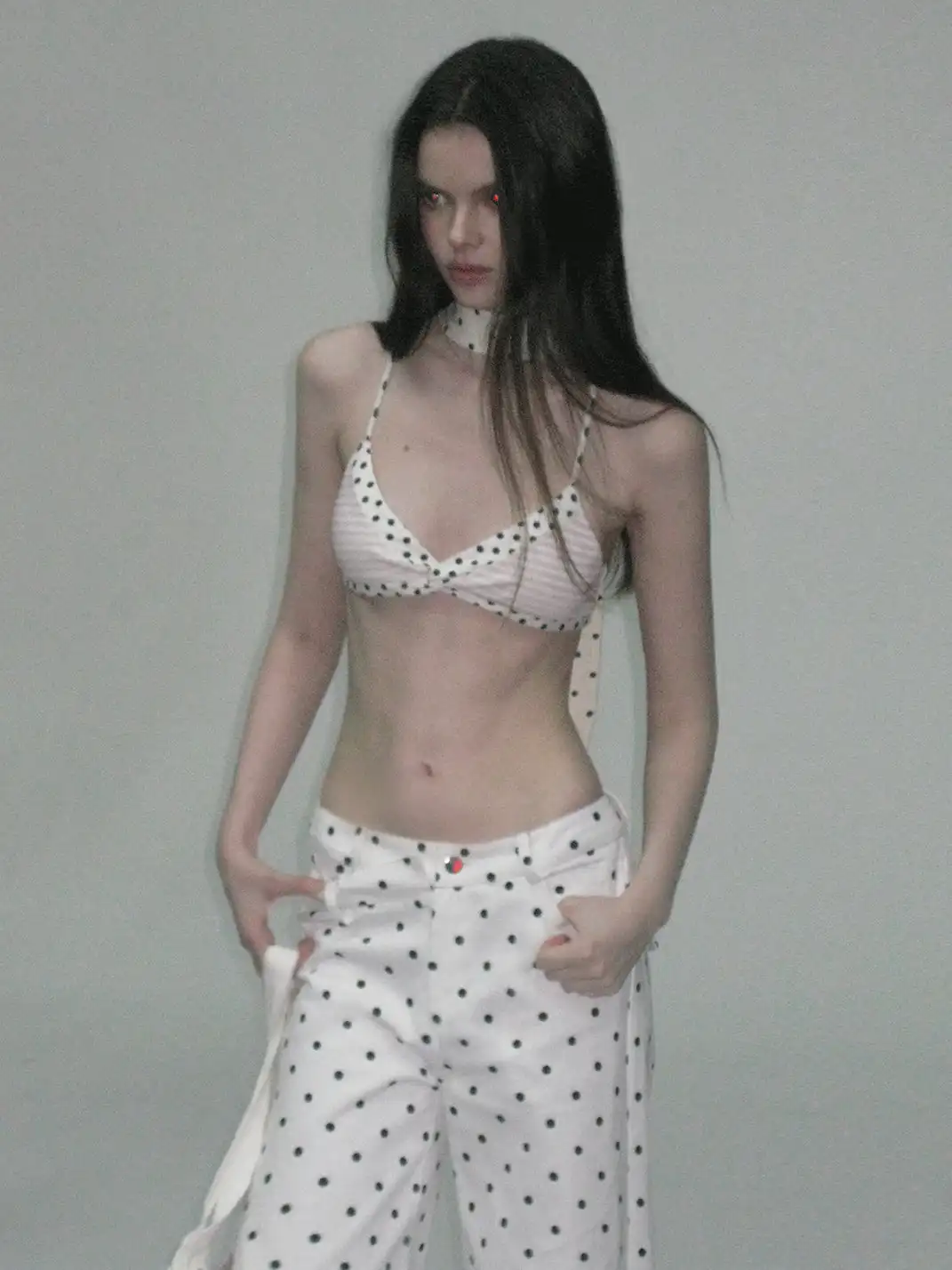 The NeverMore | Contrast Color Polka Dot Triangle Cup Cami