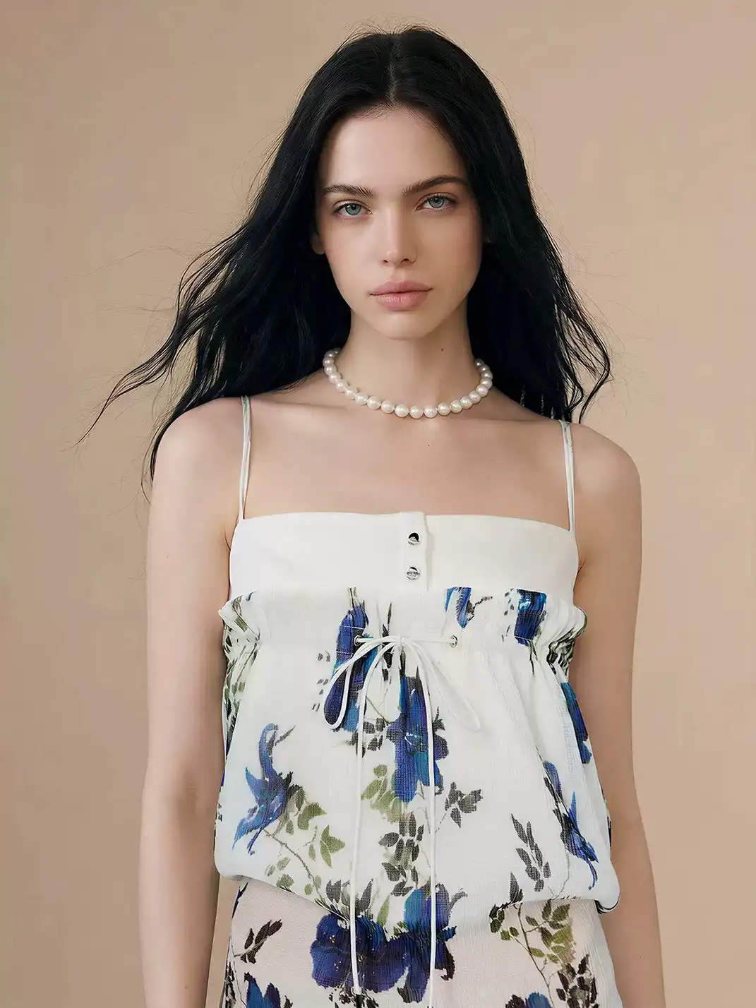 The NeverMore | Vintage Printed Cami And Mini Skirt Two-Piece Set