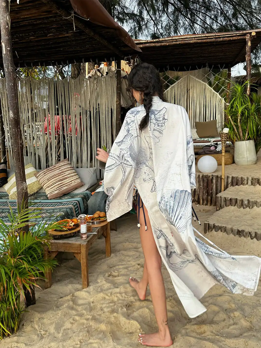 QSC | Shell Fossil Bow Pattern Yukata Bath Robe